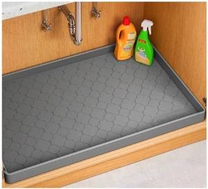 lot 39394 image: Under Sink Mat 34 x 22 Waterproof Silicone Cabinet Kitchen Liner - Retail $16