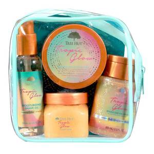 lot 39406 image: Tree Hut Tropic Glow Everything Shower Gift Set, 4 Piece Kit, Travel Size - Retail $20