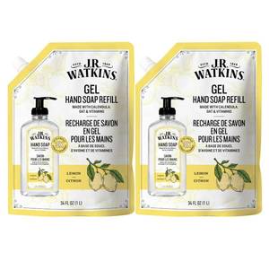 lot 39424 image: J.R. Watkins Moisturizing Gel Hand Soap Refill 2 Pack, Lemon, 34 fl oz - Retail $19