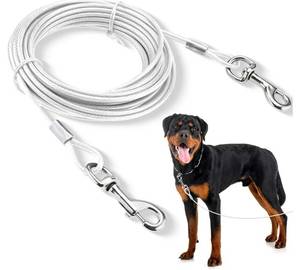 lot 39427 image: Heavy Duty Steel Tie-Out Cable for Dogs. ONE SIDE MISSING CLIP. - Retail $19