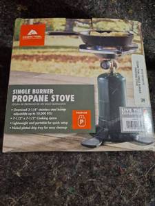 lot 12 image: Ozark Trail Single Burner Backpacking Propane Stove Model 201-900