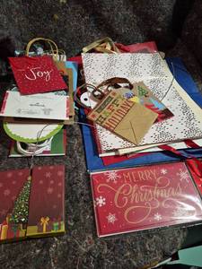 lot 37 image: Hallmark Christmas Gift Bags and Boxes Lot with Tissue and Ribbon
