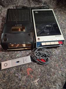 lot 209 image: Sony Tapecorder TC-100 Cassette Recorder with Dynamic Microphone - Missing Power Cord - Cracked Cover (See Pictures)