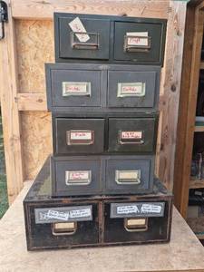 lot 306 image: Stacked Metal Multi-Drawer Storage Cabinets