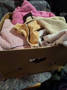 lot 442 image: Lot of Assorted Towels and Linens Multiple Colors - Great for Shop Towels