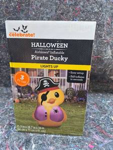 lot 511 image: Halloween Airblown Inflatable Pirate Ducky Lights Up 3 Ft
