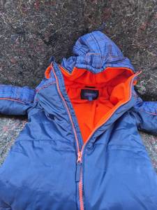 lot 514 image: Baby Xtreme Infant Puffer Snow Suit 24M Blue Orange Plaid