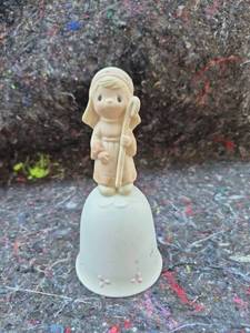 lot 526 image: Figurine-Topped Decorative Bell with Shepherd Girl Figure and Clapper