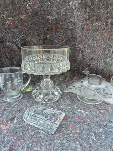 lot 533 image: Glass Tableware Lot Compote Mug Dish Set 5 Pieces