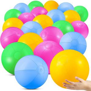lot 1868 image: A 24Pcs Large Inflatable Beach Balls Bulk, Vibrant Color, 16 Inch, Rainbow