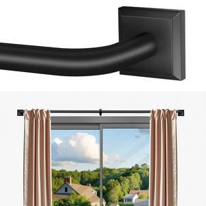 lot 1870 image: RBYCOS Black Curtain Rods for Windows 66-120Inch(5.5-10ft) Heavy Duty French Return Rod, Wrap Around Blackout Curtain Rods, Long Room Darkening Drapery Rod for Living Room Outdoor Patio
