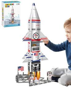 lot 1875 image: AFUNX Space Rocket Magnetic Tiles, Building Blocks STEM Toy for Kids 3