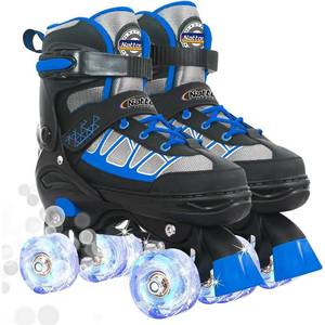 lot 1888 image: Kids Roller Skates for Boys, Blue Adjustable Rollerskates with Light Up Wheels for Teens Youth Ages 6-12 10 11 12, Beginners Outdoor Sports, Best Birthday Gift for Kids