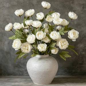 lot 1896 image: FOUSUKA 6 Pcs Faux Silk Peony Artificial Flowers with Stems, Bulk Fake Peonies Branches for Tall Vases DIY Bouquet Home Centerpieces Wedding Fillers Arrangements Shower Decorations (Cream)