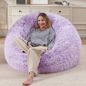 lot 1899 image: A 5FT Bean Bag Cover for Stuffed Animals Machine Washable, Gaming Bean Bag Chairs for Adults Teens Girls, Lovely Cute Bean Bag Storage Stuffed Animal, Purple