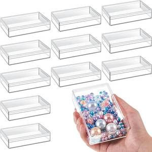 lot 1902 image: Blulu 12 Pcs Clear Acrylic Box with Lids 4.3 x 2.7 x 1 Inch Storage Candy Box Containers Mini Rectangle Clear Plastic Gift Containers for Display Jewelry Wedding Party Favors Treats Coin Accessories