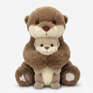 lot 1905 image: SHSEEN Mother & Baby Breathing Otter Plush with Sounds & Light, 11 in