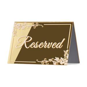lot 1909 image: KAITELA Gold Acrylic Reserved Table Signs 6 x 4 Double Sided, Pack of 10