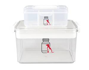 lot 1910 image: Brabtod Set of 2 First Aid Kit box,Large Pet First Aid Kit Bin Empty,Portable Medicine Box for Dog Cat,Medic Organizer with Handle,Family Dog Travel Camping Emergency Tool Set