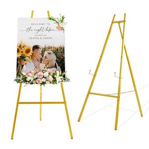 lot 2344 image: Milostelom Gold Easel Stand for Signs , 43.5 Heavy Duty Metal Easel Stand