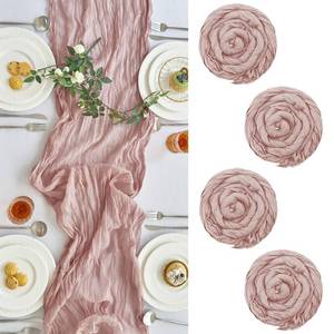 lot 2351 image: A 4 Pack Pink Cheesecloth Table Runner for Fall Birthday Party Home Decor