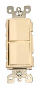 lot 2371 image: Leviton 15 Amp, 120277 Volt, Decora Brand Style 3-Way  3-Way AC Combination Switch, Commercial Grade, Grounding, 5643-T, Light Almond
