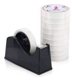 lot 2385 image: BOMEI PACK Desktop Tape Dispenser (Fits 1 & 3 Core) with Transparent Tape Refills, Clear Tape with Black Tape Holder,Weighted Non Slip Base, for Masking Tape,Heat Resistant Tape