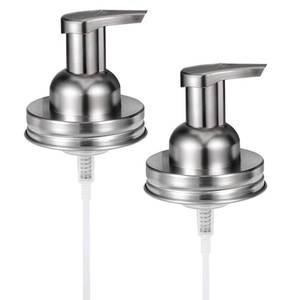 lot 2395 image: Amolliar Mason Jar Foaming Soap Dispenser Pump Lids, Brushed Nickel 2 Pack
