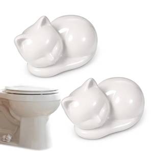 lot 2404 image: Hadnves 2 Pack Toilet Bolt Covers Decorative Cat Ceramic Toilet Bolt Screw Caps Cute Bathroom Decor Replacement Parts (White)