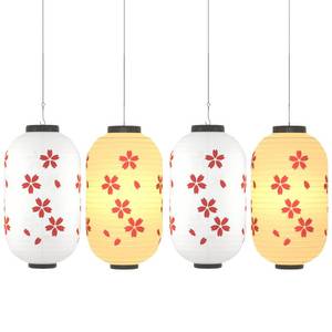 lot 2412 image: ZUEXT Set of 4 Japanese Style Silk Cherry Blossom Lantern, White