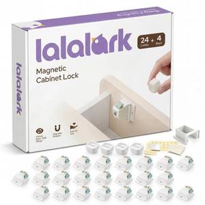 lot 2413 image: lalalark Magnetic Cabinet Locks Baby Proofing (24 Pack4 Keys), Easy Installation Adhesive Child Proof Locks for Baby Safety, No Tools Child Safety Latches for Cabinets, Drawers, Doors