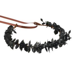 lot 2423 image: KorViSHOW Black Fairy Flower Crown, Handmade Gothic Floral Headpiece