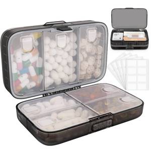 lot 2426 image: FYY Travel Pill Organizer, Large Weekly Medicine Pill Organizer-Black