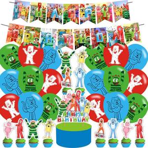 lot 2430 image: PINUO Yo Gabba Birthday Decorations,Yo Gabba Themed Party Decorations,Yo Gabba Party Favors Supplies Gifts Room Decor,Banner Balloons Cake Cupcake Toppers