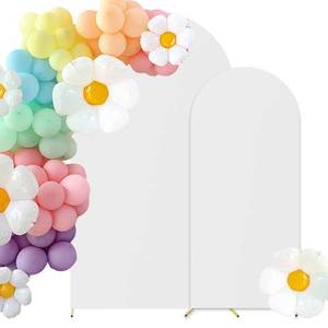 lot 6002 image: HAINARverS Set of 2 Wedding Stretchy Arch Backdrop Covers, White, 6FT7.2FT