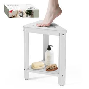 lot 7362 image: Shower Foot Rest 15in, HDPE Waterproof Shower Stool for Inside Shower,White