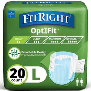 lot 7363 image: FitRight Adult Incontinence Briefs with Tabs, Moderate Absorbency, Large, 44 to 56, 20 Count