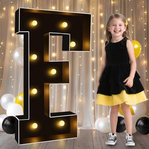lot 7366 image: Pooqla 3FT Marquee Light Up Letters, Black Large Letter F Party Decorations