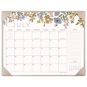 lot 7937 image: Desk Calendar 2026-2027 with Desktop Mat, Cabbrix Large Desk Pad Calendar 21 x 17 Inch Cover 18 Months Runs From July 2026 to December 2027, Floral Design Calendar 2026 for Home School and Office (Apricot, 21 x 17)