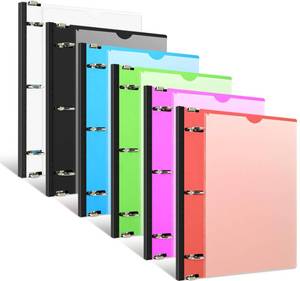 lot 7949 image: INFUN 1 Inch Telescoping 3 Ring Binder - 6PCS, Flexible Round Binder with Customizable Front Cover and Clear Catalog Pocket, 1Inch Rings, Perfect for School, Office & Home