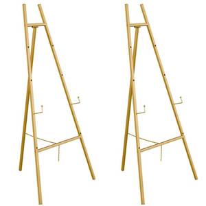 lot 7951 image: Gold Easel Stand for Sign, Heavy Duty Easel, 4-Tier Adjustable Art Easel for Painting, Wedding Sign 2pc