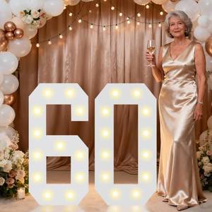lot 7972 image: Pooqla LED Marquee Number 60 Light Up 2.4 Feet