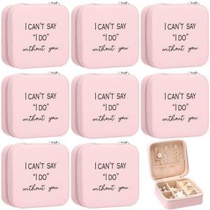lot 7987 image: Colingmill 8 Pcs Bridesmaid Proposal Gift Travel Jewelry Box Gifts,Pink