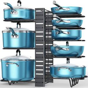 lot 7990 image: ORDORA Pots and Pans Organizer Under Cabinet 16.6, 8-Tier Adjustable Rack