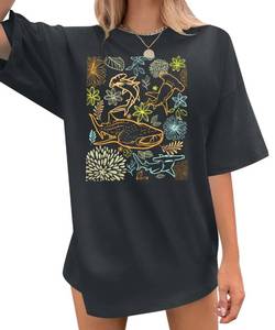 lot 8347 image: Shark Oversized Shirt Women Shark Lover Gifts Tee Sea World Shirts Trendy Summer Vacation Short Sleeve Tops