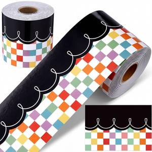 lot 8351 image: Tenceur 65 Ft Bulletin Board Borders Scalloped,Multicolor,Checkered