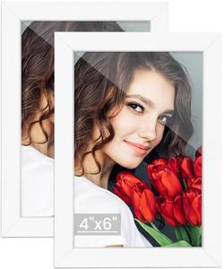 lot 8355 image: LBECUA 4x6 Picture Frame Set of 2, White Picture Frames, Wooden