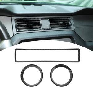 lot 8383 image: PDKLIN for Mustang Dash Air AC Vent Cover Trim Compatible with Ford Mustang 2010-2014 Carbon Fiber Interior Accessories 3pcs