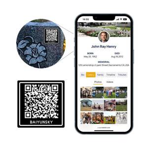 lot 8388 image: QR Memorial Webpage and QR Memorial Plaque for Cemetery Headstone Grave Marker, Sympathy Gifts for Loss of Loved One Collect Memories, Photos, Messages from FamilyFriends