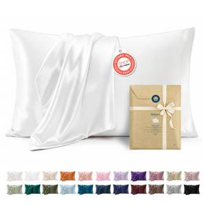 lot 8393 image: Bedsure Satin Pillowcases King Set of 2, Similar to Silk Pillow Cases White